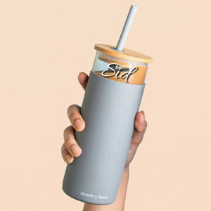 Glass Tumbler with Silicon Straw Country Bean