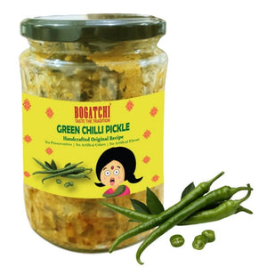 Green Chilli Pickle Handcrafted Original Pickle 500g Bogatchi