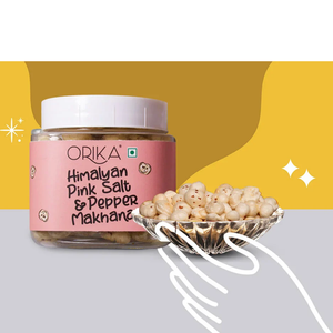 Himalyan Pink Salt & Pepper Guilt Free Handcrafted Makhana's, 120g Orika ,
