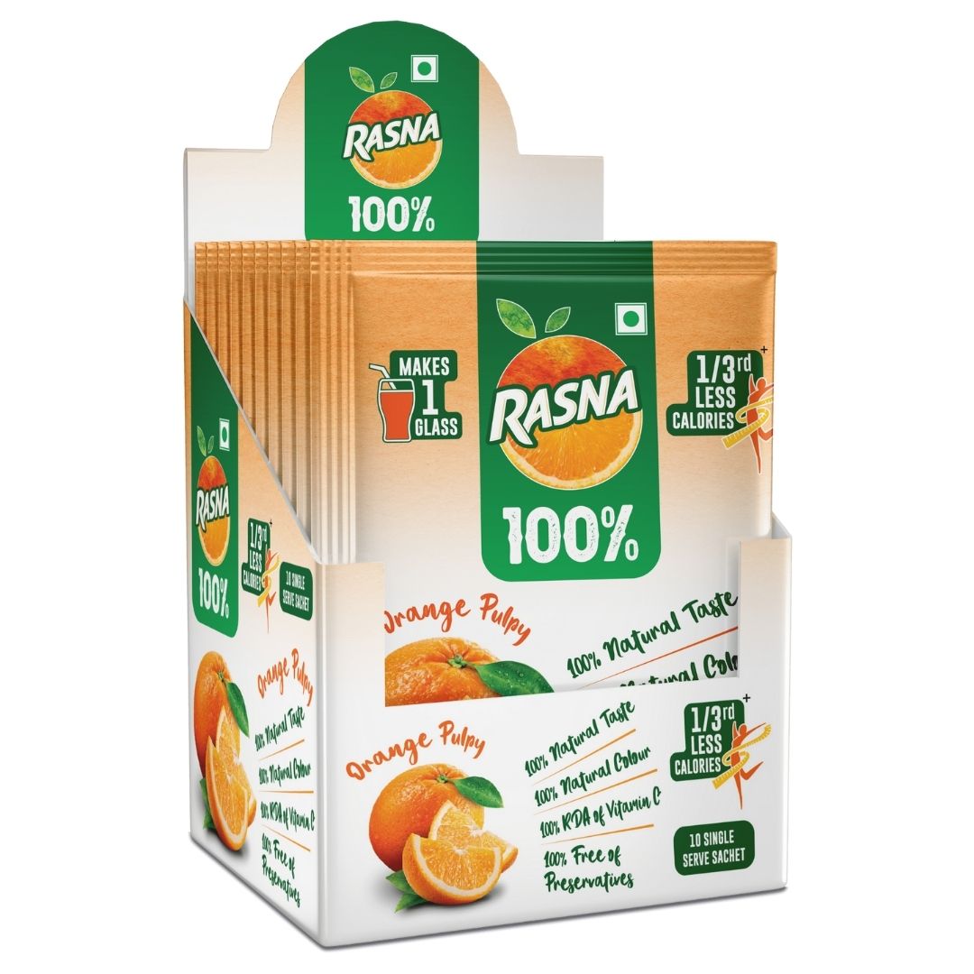 100% Orange Pulpy Tenner Pack Rasna