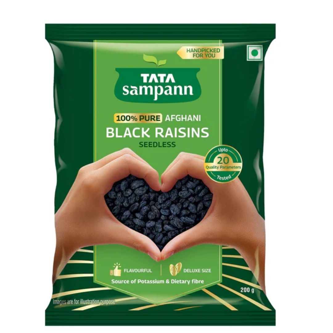 100% Pure, Afghani Black Raisins 200gm Tata Sampann