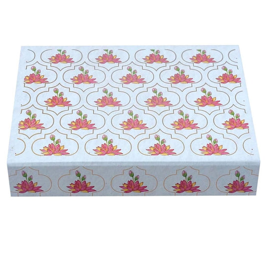 12 CAVITY CHOCOLATE BOX LAPTOP STYLE TRADITIONAL LOTUS DESIGN _ (7.5_ X 5.75_ X 1.5_ ) _ DIWALI GIFT HAMPERS