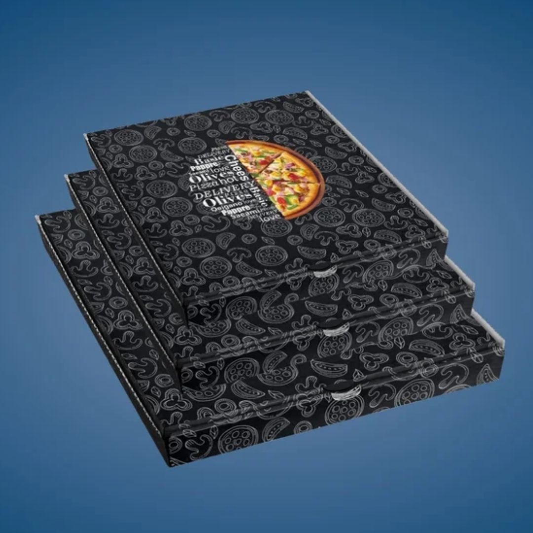 12inch Black Design Pizza Box