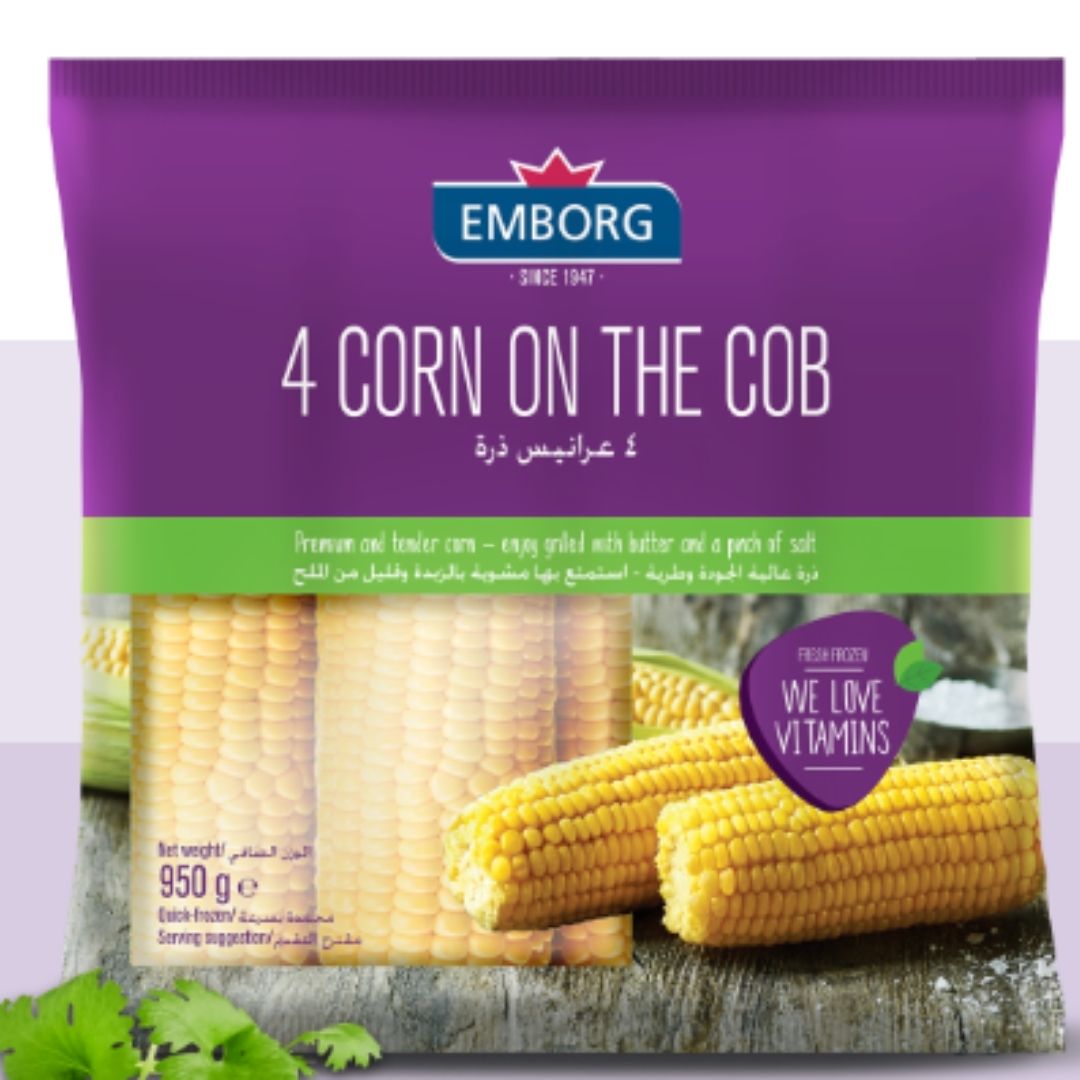 4 Whole Corn on the Cob 950g  Emborg