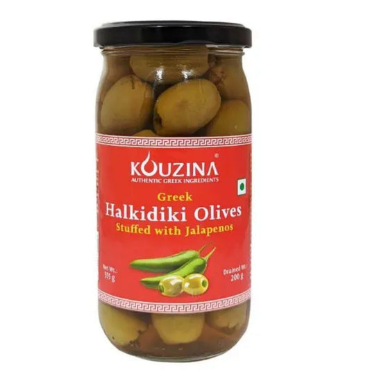 Greek Halkidki Olive Stuffed  With Jalapenos 355gm kouzina