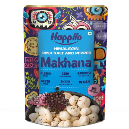 Himalayan Pink salt & Pepper Makhana 600gm Happilo