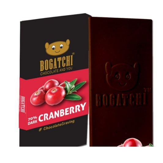 70% Dark Jaggery Chocolate _ CRANBERRY _ NO Sugar 80g Bogatchi