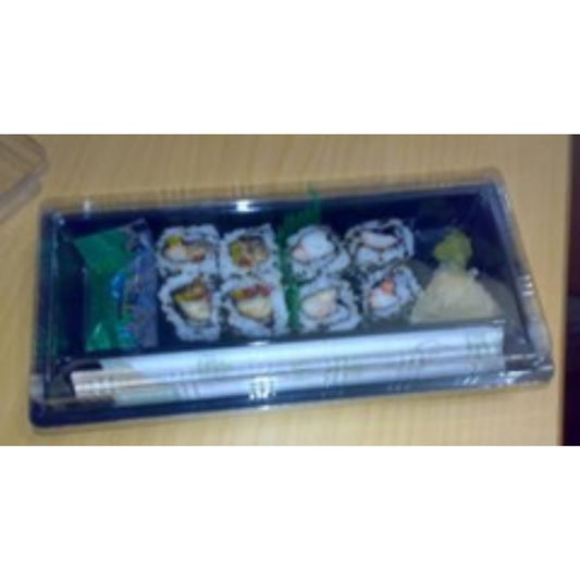 8pcs Sushi Tray With Lid,  Black Colour