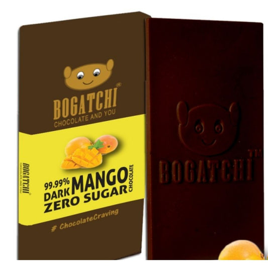 99.99% Dark Chocolate MANGO, Vegan Dark Chocolate, Gluten FREE, 80 gm Bogatchi