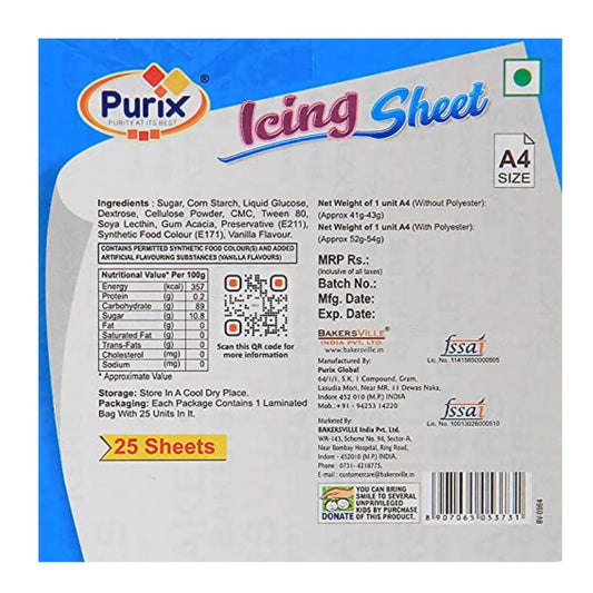 A4 Size Edible Icing Sugar Sheet Purix