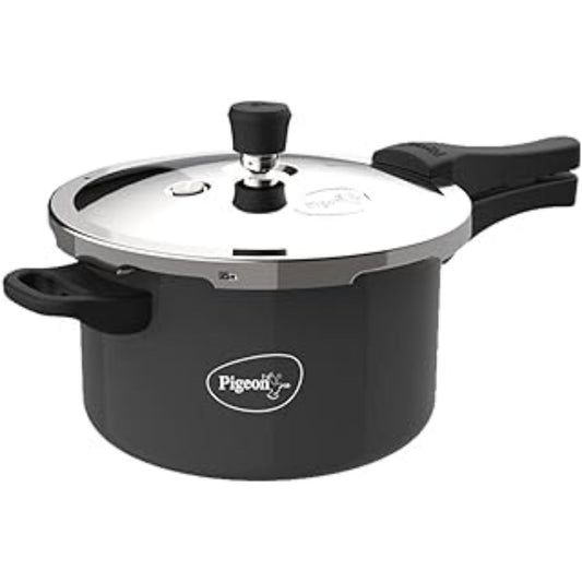 Aluminium Hard Anodised Induction Base Pressure Cooker Outer Lid (Black, 5 L) Pigeon