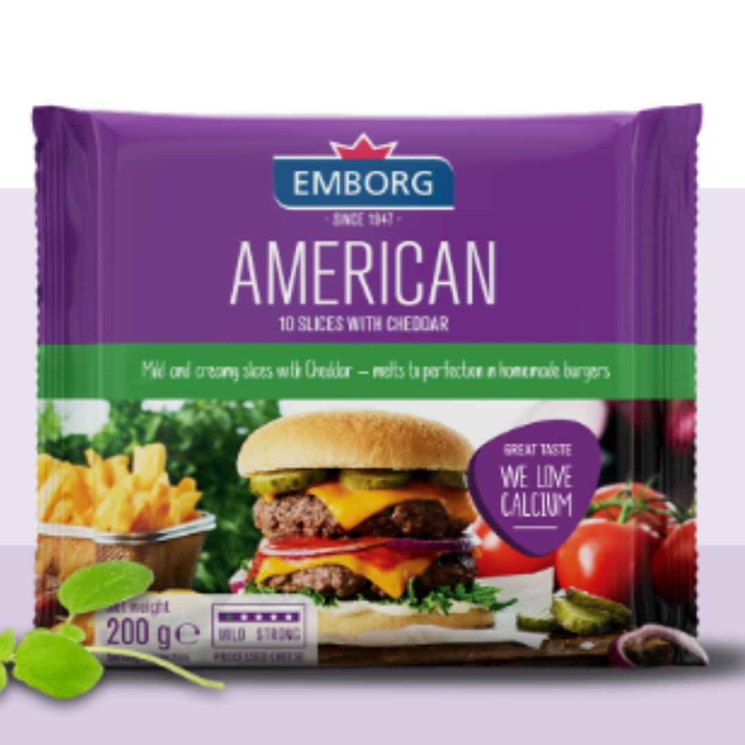 American Cheddar Slices 200g Emborg