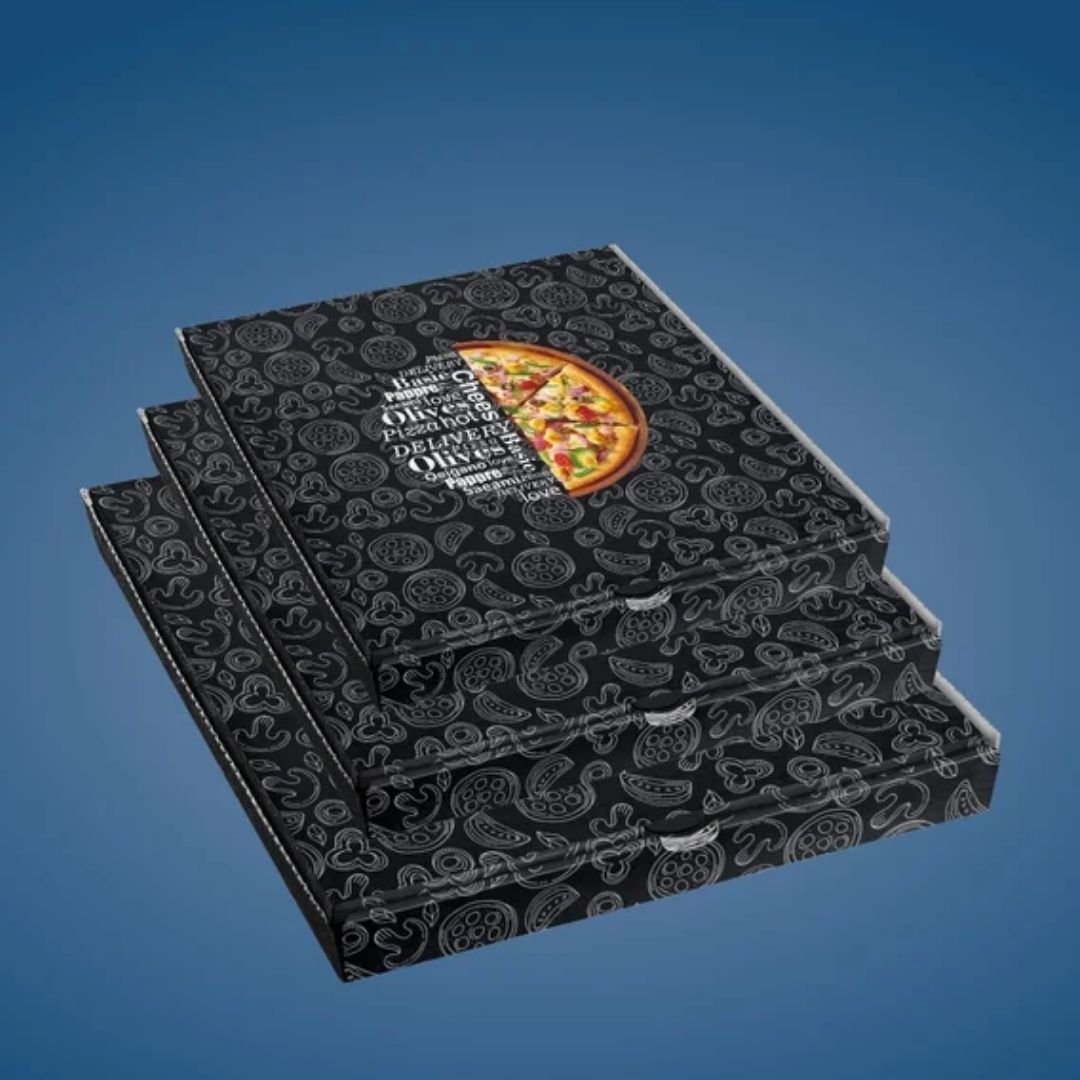 BLACK DESIGN SQUARE PIZZA BOX 10INCH