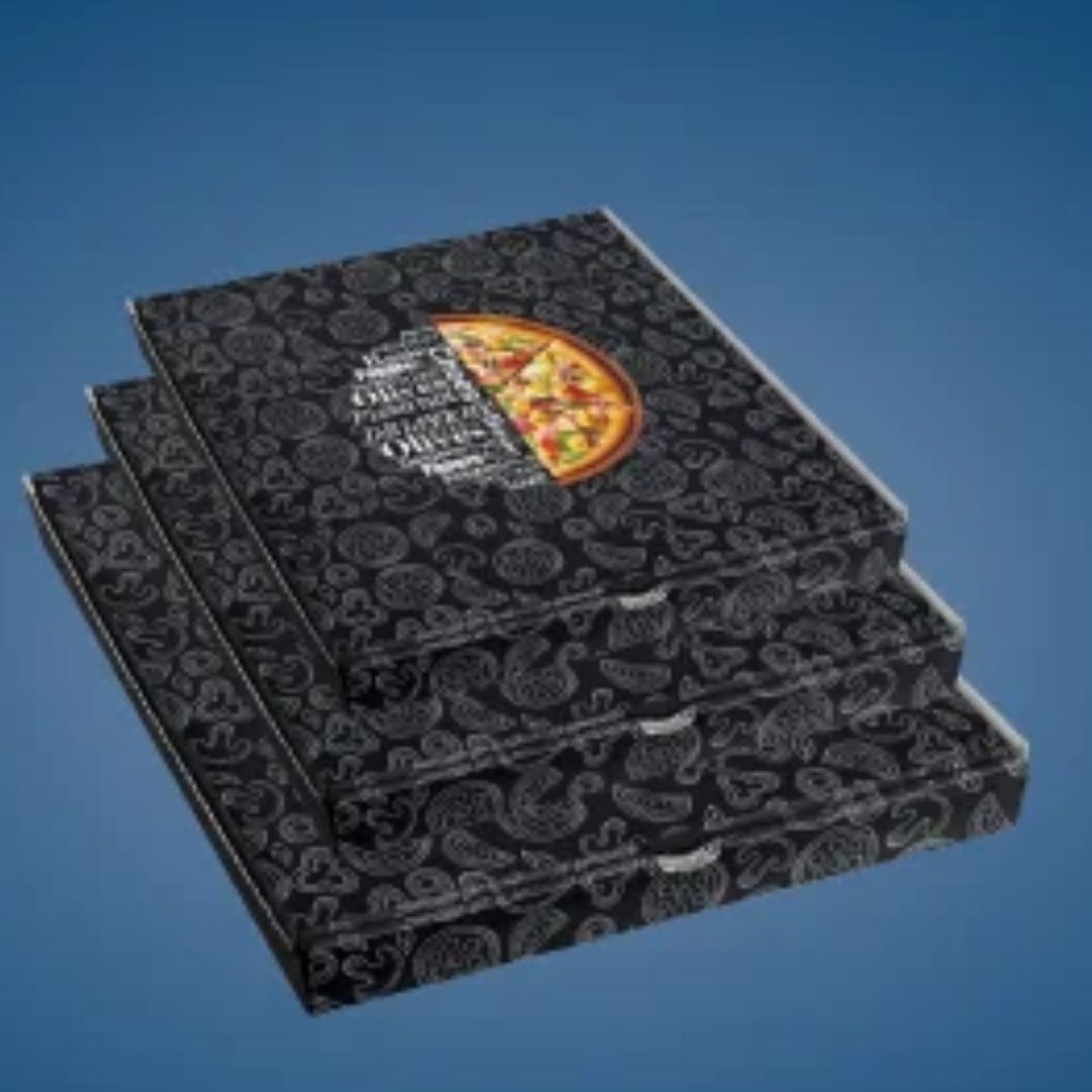 BLACK DESIGN SQUARE PIZZA BOX 7INCH