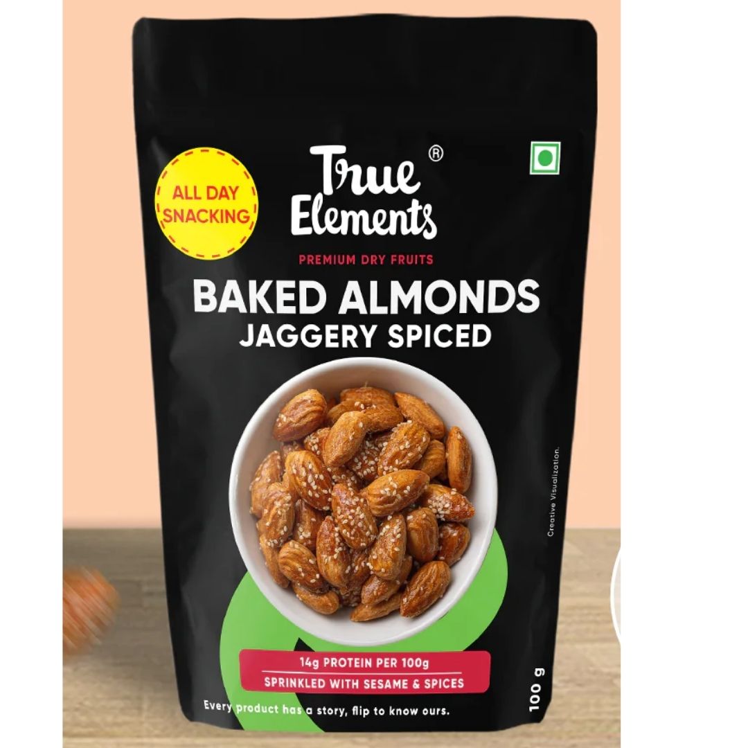 Baked Almonds Jaggery Spiced 100gm True Elements