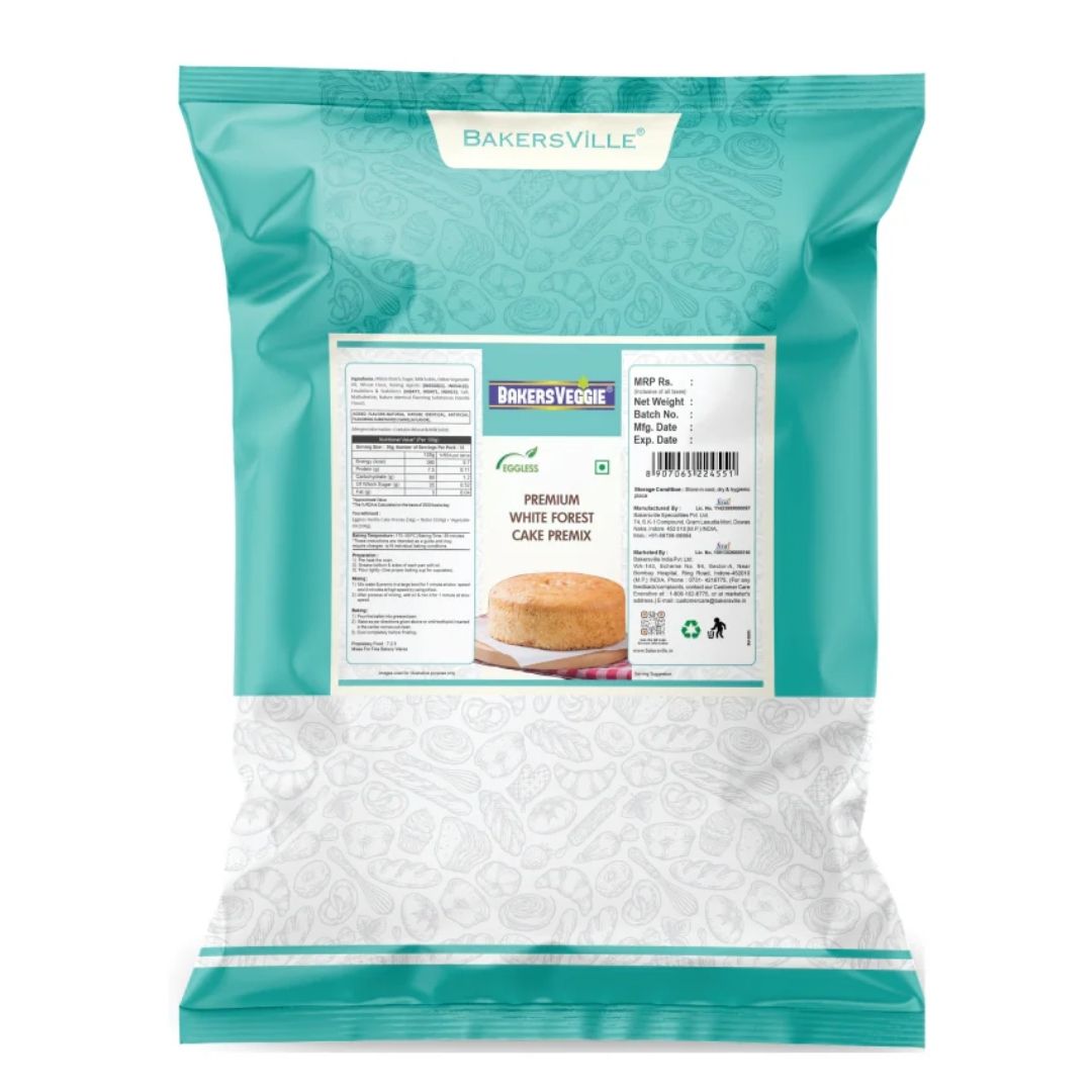 Bakersveggie Premium Eggless White Forest Cake Premix 1Kg Bakerville