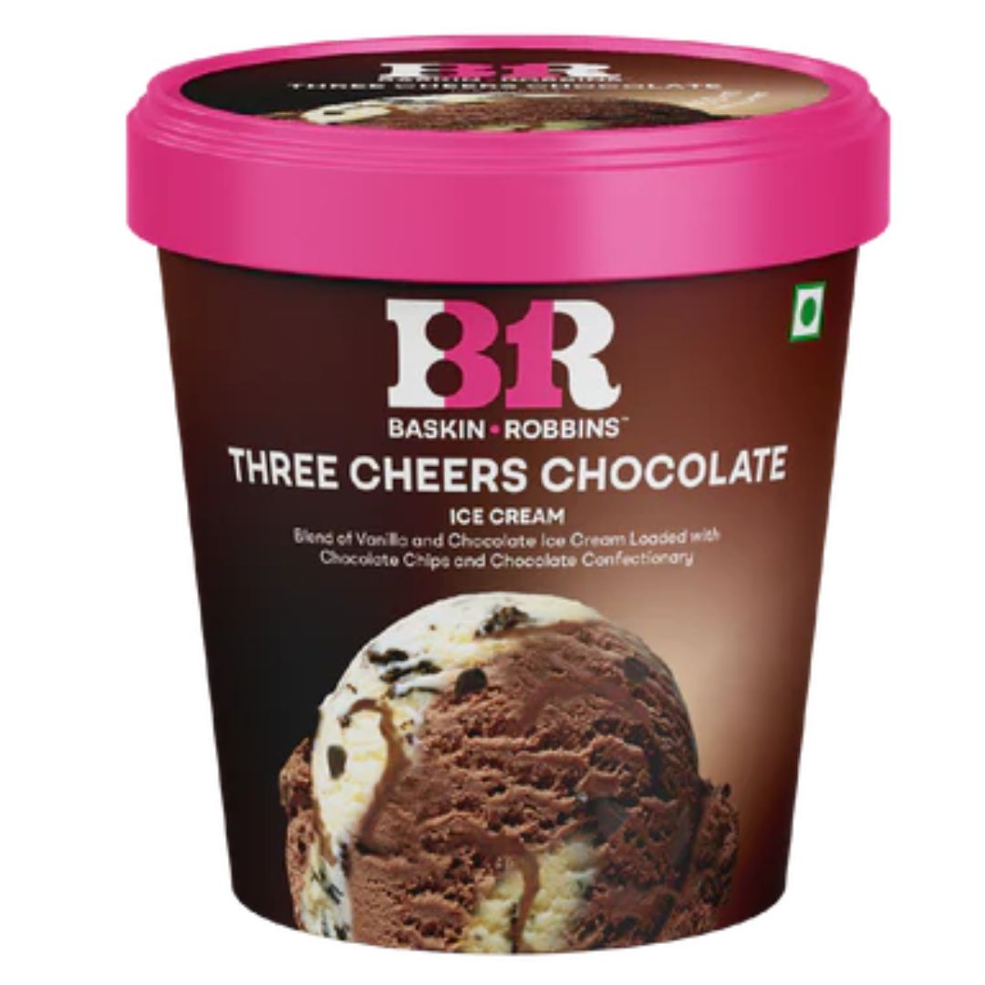 Three Cheers Chocolate Ice Cream Tub 450ml Baskin Robbins