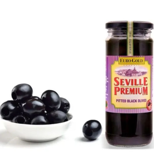 Black Pitted Olives 450 gm  Eurogold