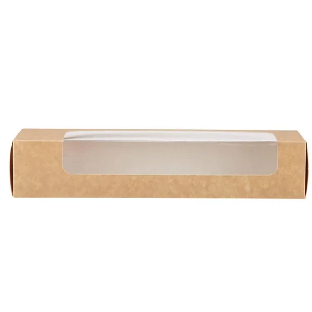 Brown Long Sandwich Box with Window, 8 x 6 x 30 cm