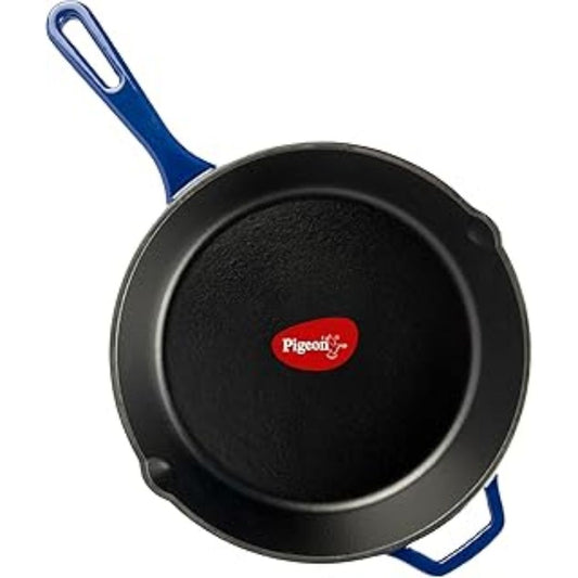 Cast Iron Frying Pan, 25 cm _ Enamel Coated Pigeon