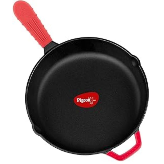 Cast Iron Frying Pan, 25 cm _ Naturally Nonstick _ Pre-Seasoned with 100% Vegetable Oil Pigeon