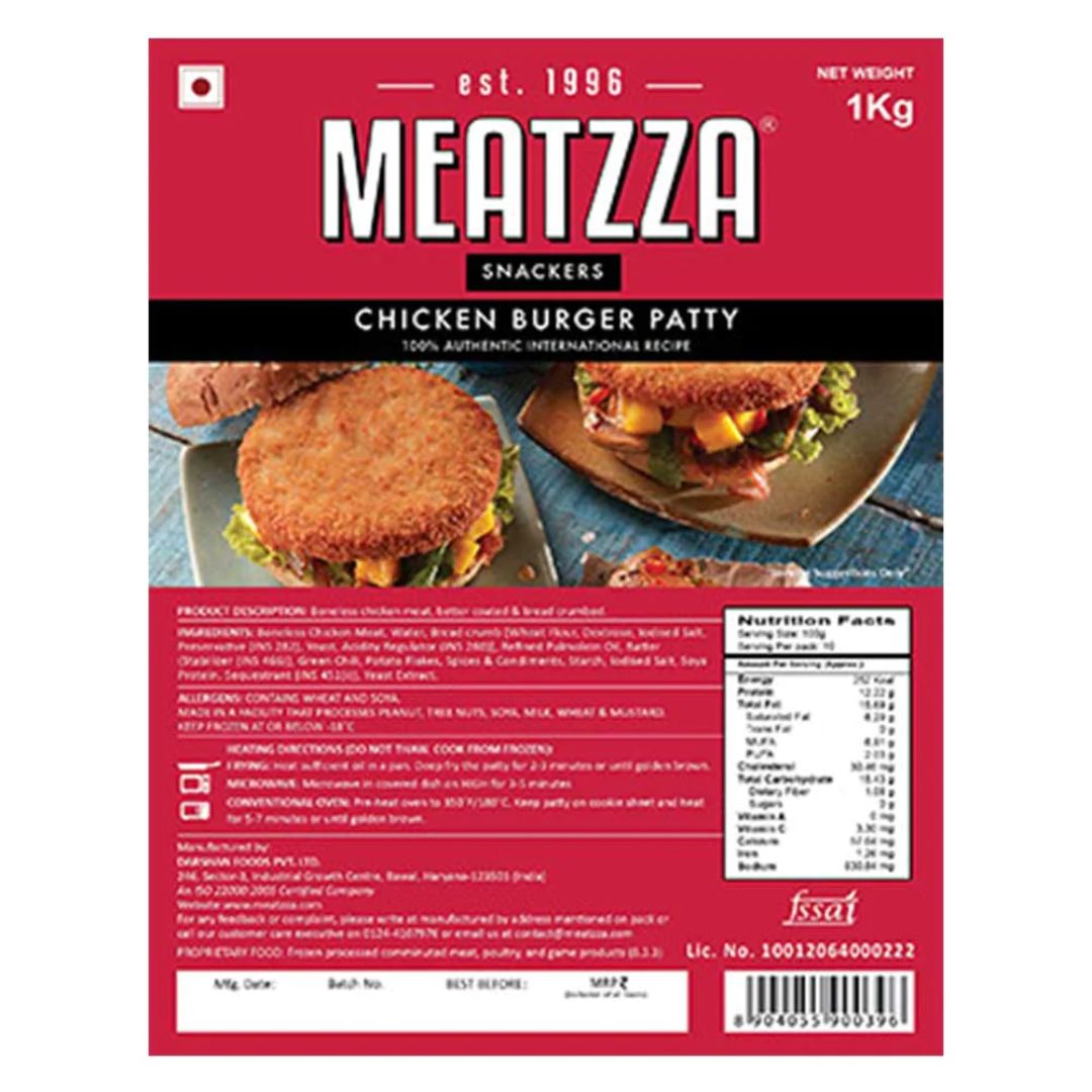 Chicken  Burger Patty 50Gms. Nv 1Kg Meatzza