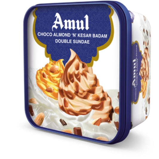 Choco Almond 'n' Kesar Badam Double Sundae 1ltr Tube Amul