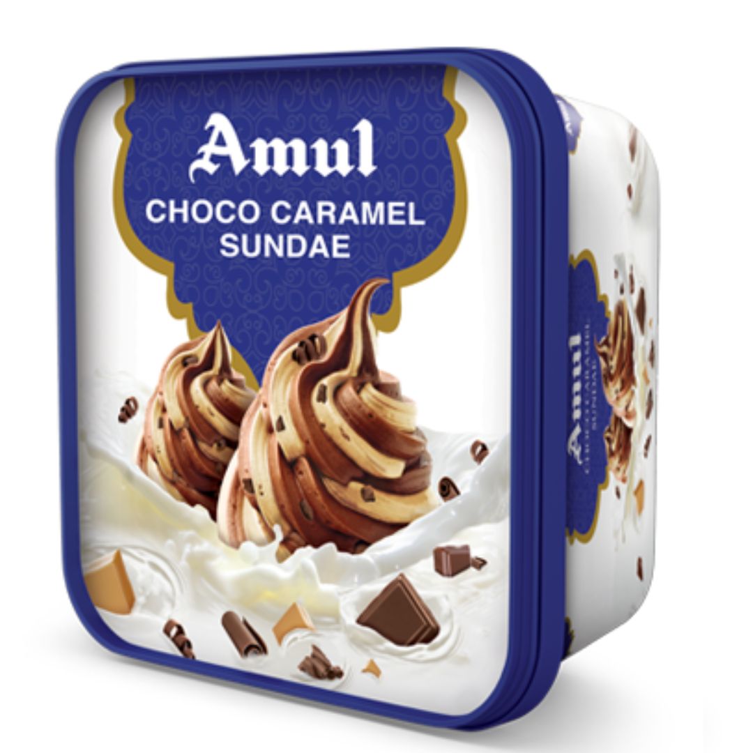 Choco Caramel Sundae 1ltr Tube Amul