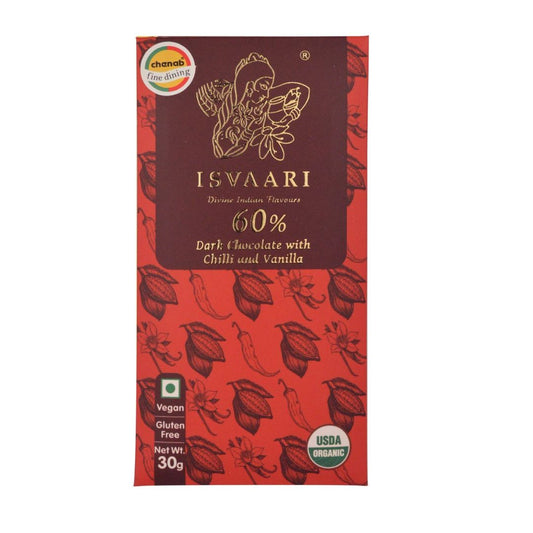 Dark Chocolate with Chilli and Vanilla,30g Isvaari