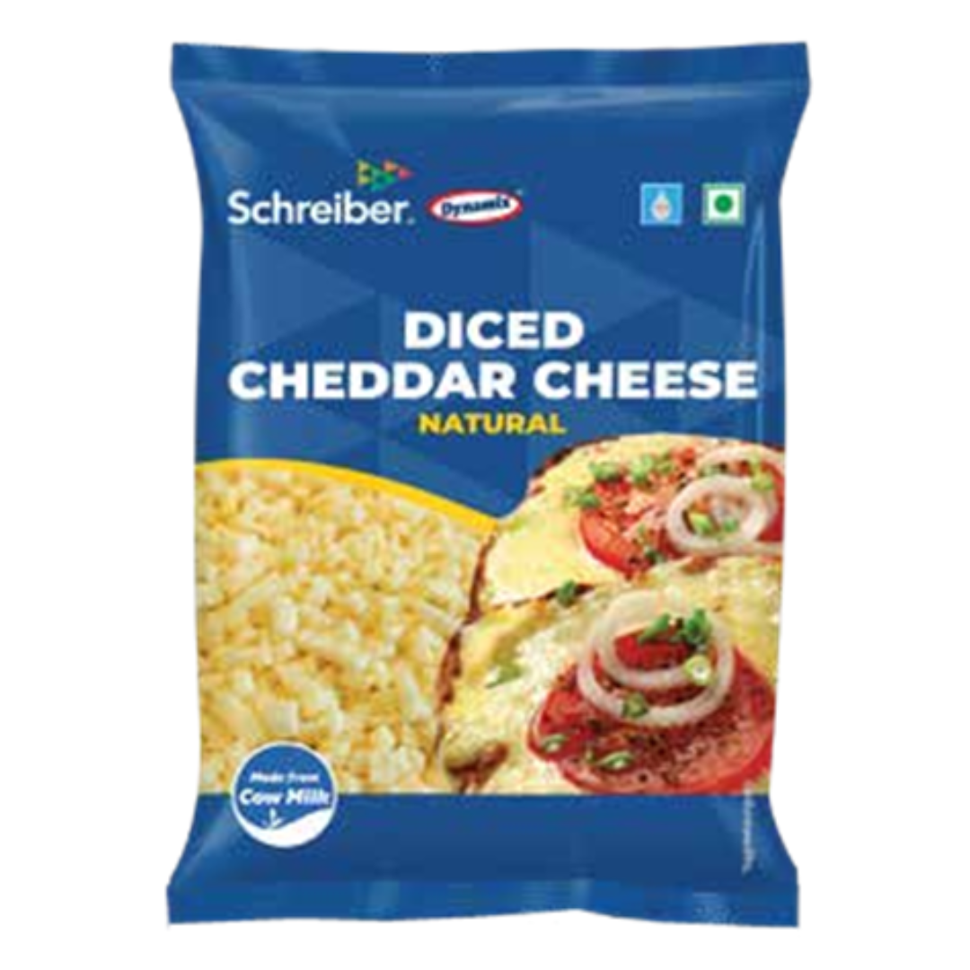Diced Cheddar Natural Cheese 2 kg Dynamix