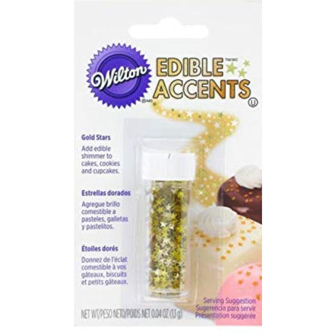 Edible Glitter Stars, Gold, 1.1g Wilton