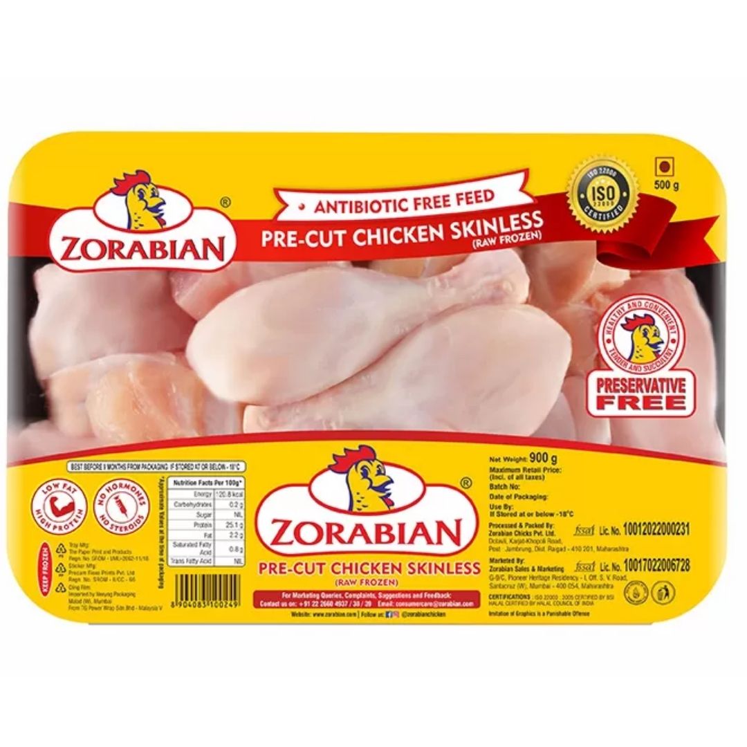 Frozen Pre-Cut Chicken SkinlessS 500g Zorabian