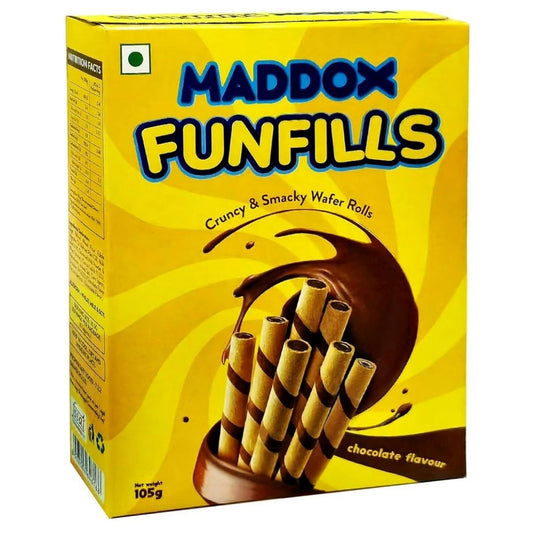 Funfills Chocolate Wafer Rolls 105gm Maddox