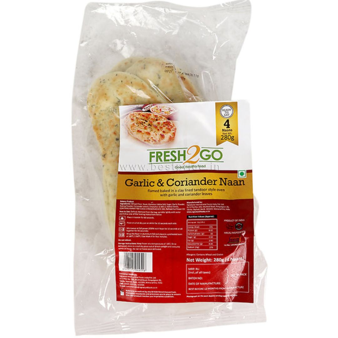 Garlic and Coriander Naan (Frozen) 70 gm  Fresh2Go