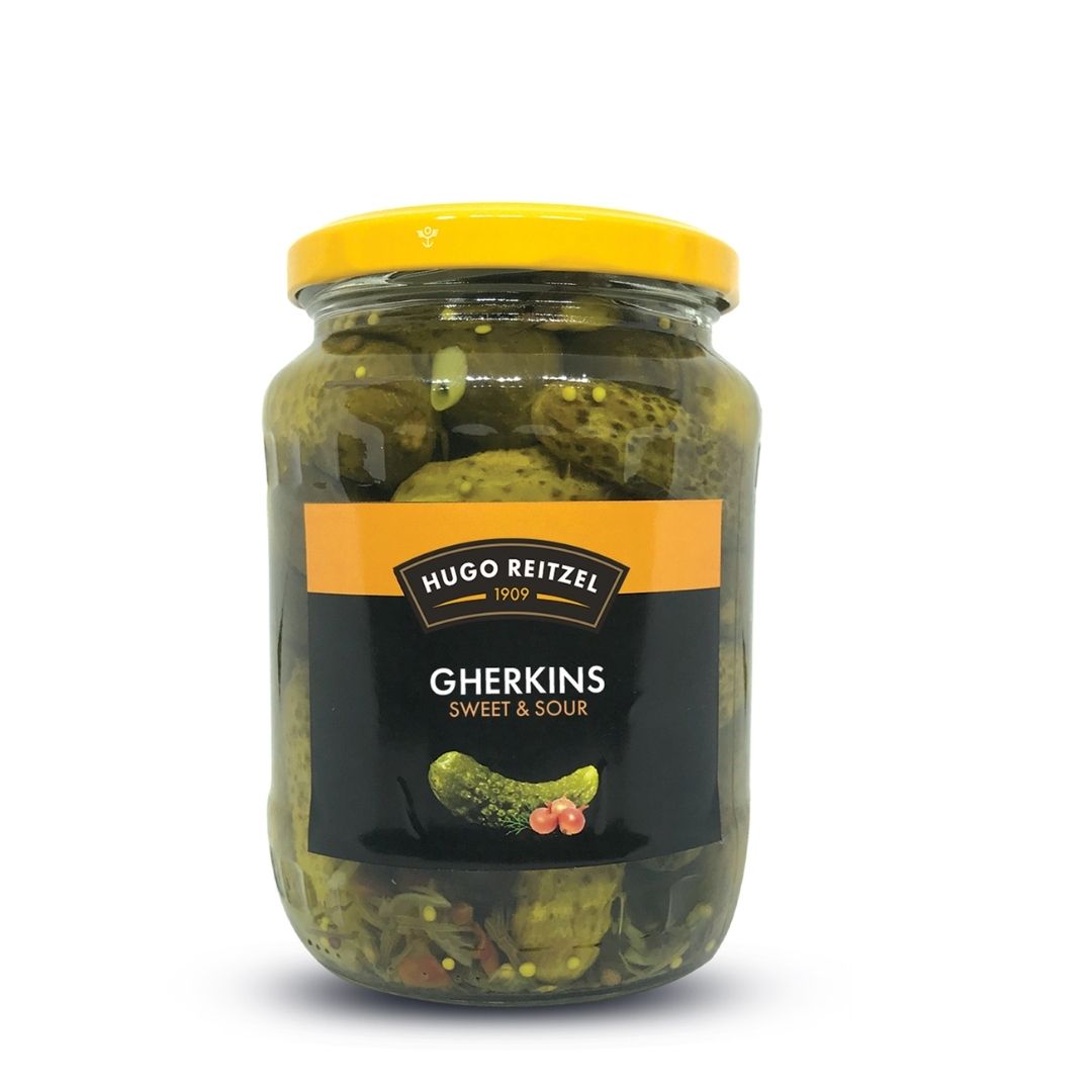 Gherkins Sweet & Sour 350g Hugo Reitzel