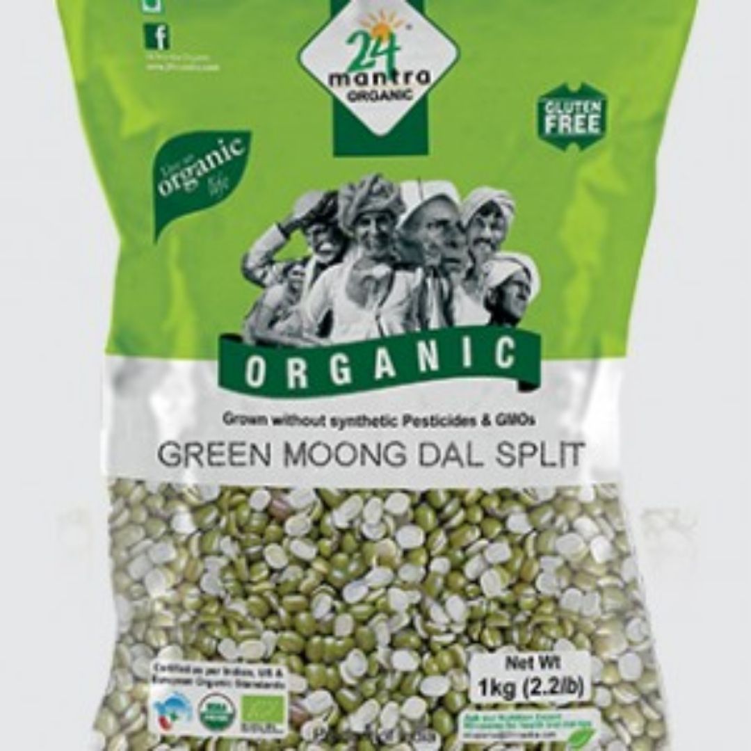 Green Moong Dal Split 1kg 24 Mantra Organic