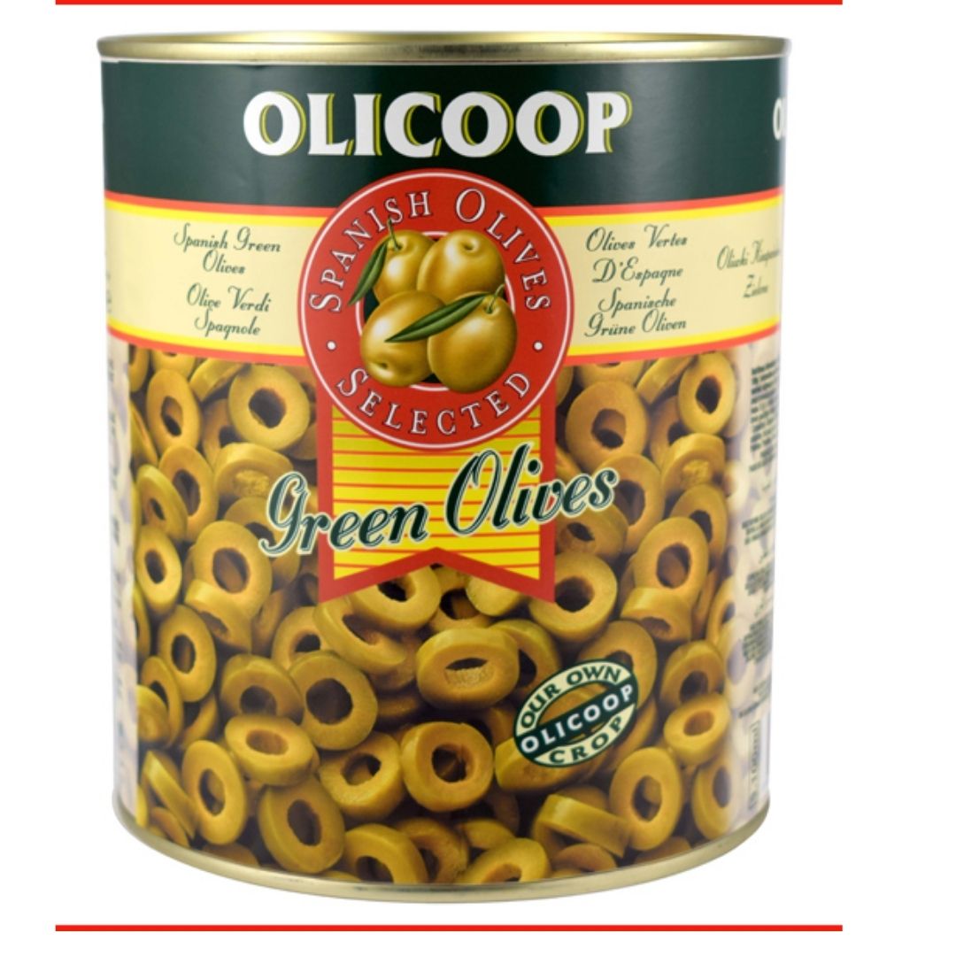 Green Sliced Olive A10 3kg OLICOOP