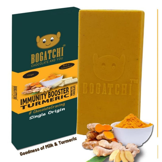 Healthy Turmeric Milk White Chocolate Bar, Ginger, 80g Bogatchi