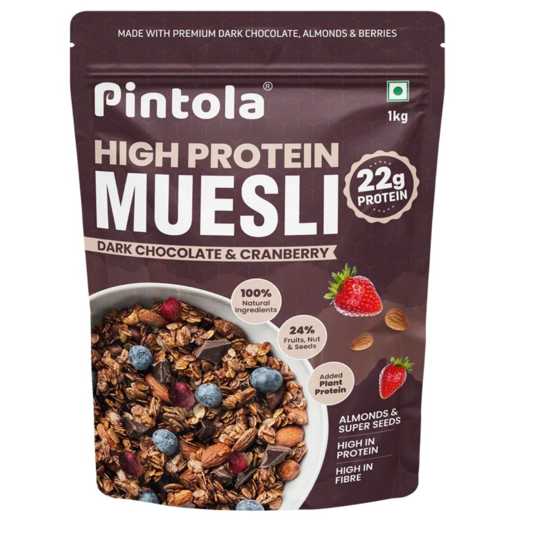 High Protein Muesli Dark Chocolate & Cranberry Pintola,