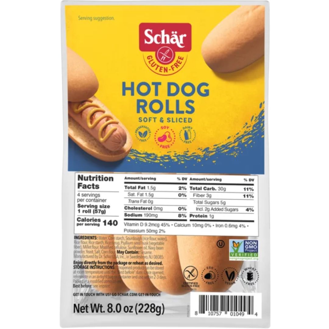 Hot Dog Rolls Gluten Free 228g Dr Schar