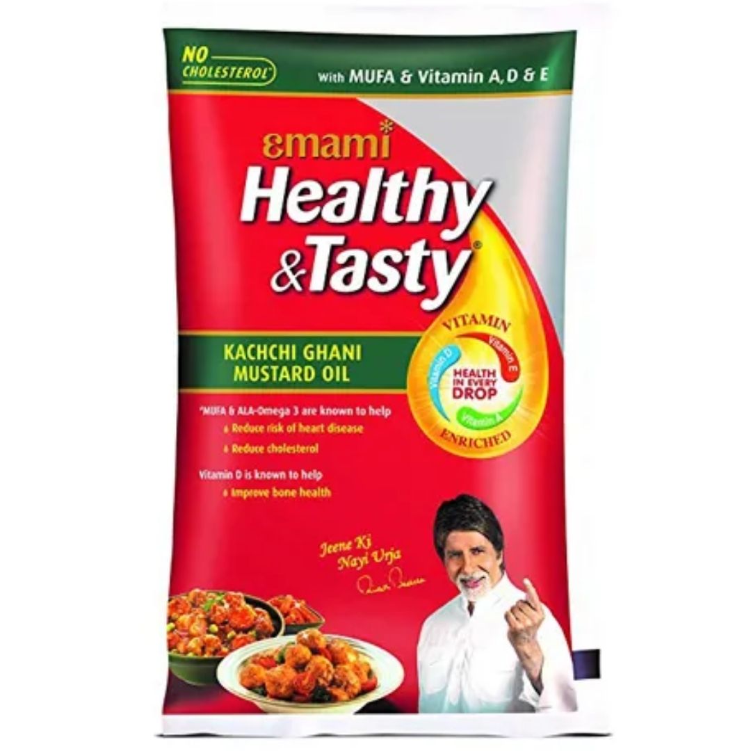 Kachi Ghani Mustard Oil 1ltr Emami Healthy & Tasty