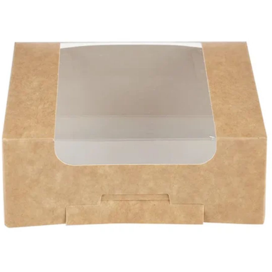 Kraft Square Deli Box with a Window, 24 x 24 x 10 cm