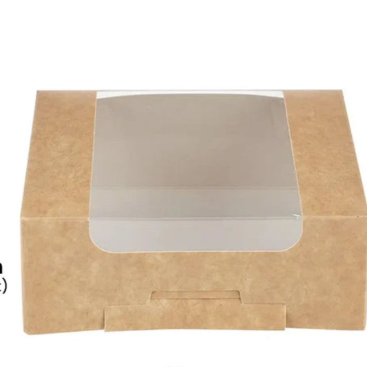 Kraft Square Deli Box with a Window, 28 x 28 x 5 cm