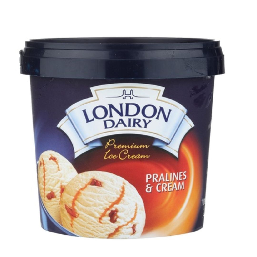 Premium Ice Cream Pralines N Cream 1ltr London Dairy