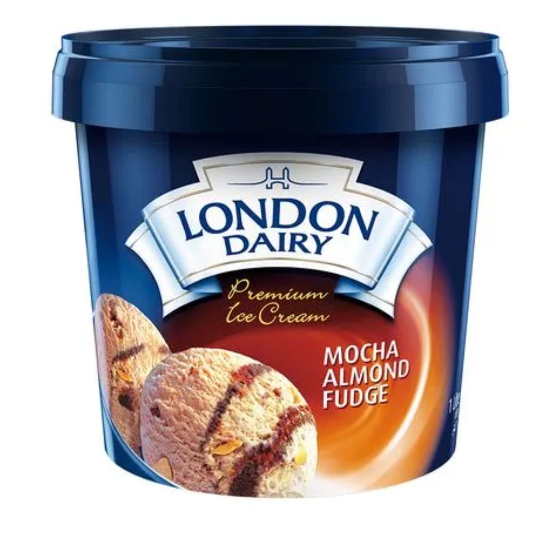 Premium Ice Cream  Mocha Almond Fudge 1ltr Tub London Dairy