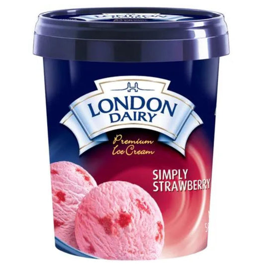 Premium Ice Cream Simply Strawberry 500ml Tub London Dairy