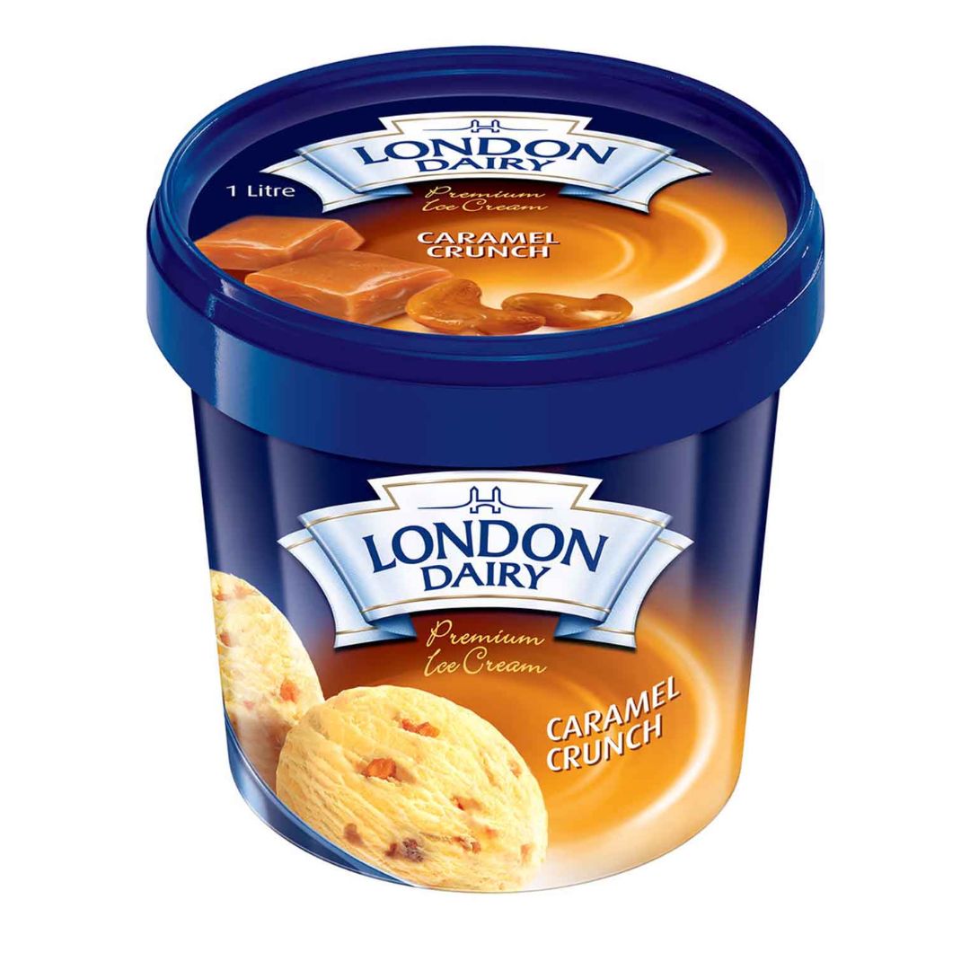 Premium Ice Cream Caramel Crunch 1ltr London Dairy