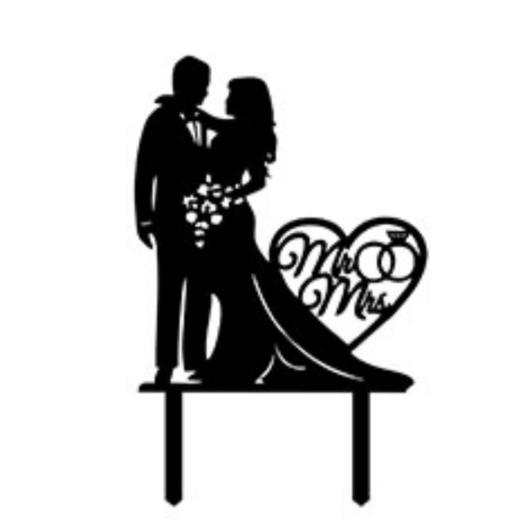 Loving Couple with Heart Cake Topper