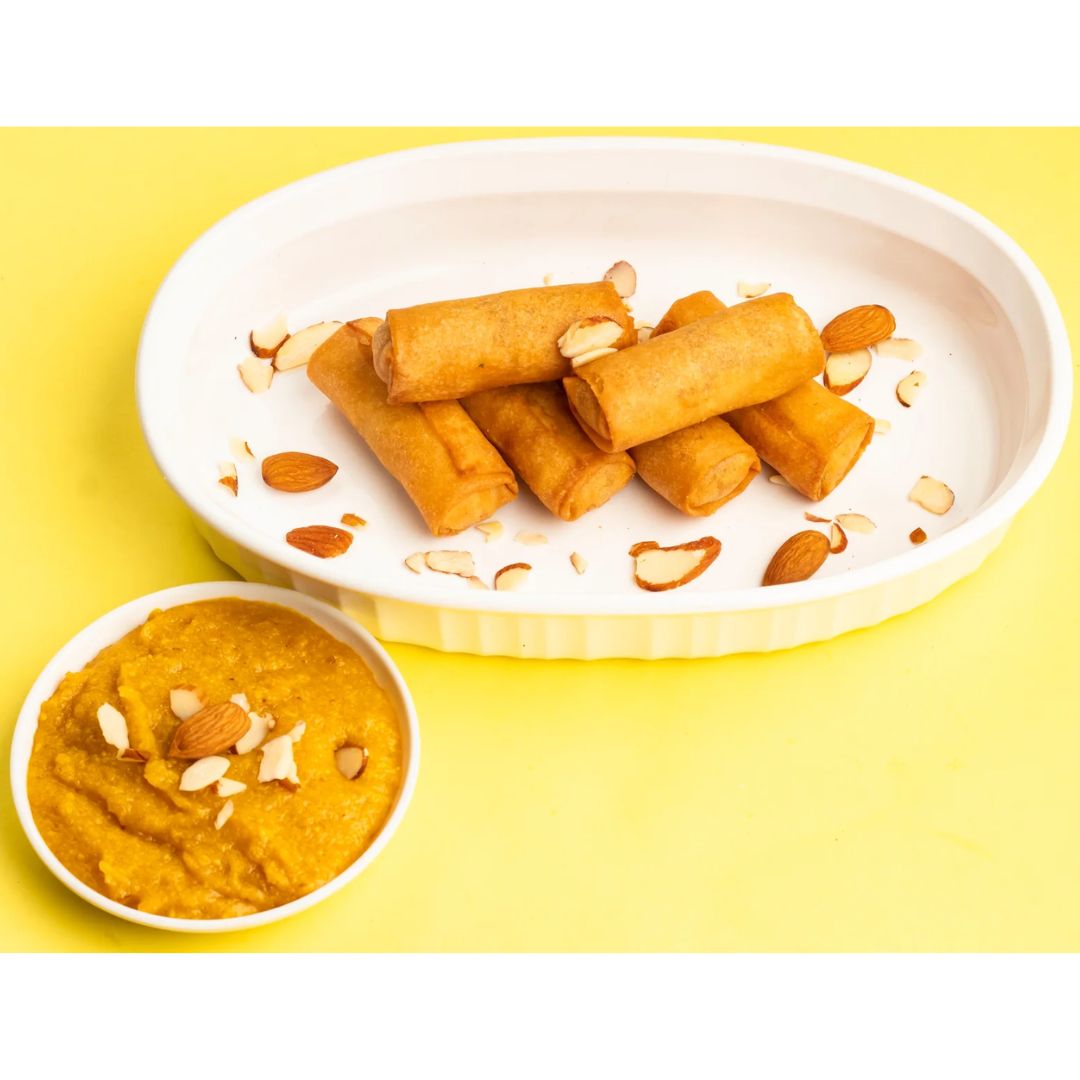 Moong Dal Halwa Spring Roll - 25Gx40Pcs (Jain)  Freshezy