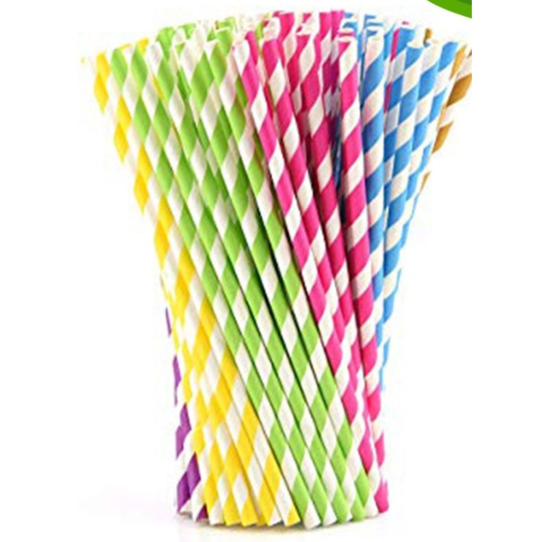 Multi Color Paper Straw 6mm x 197mm (8")